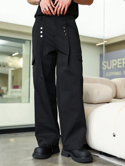 Uomo Pantaloni cargo tasca laterale con patta