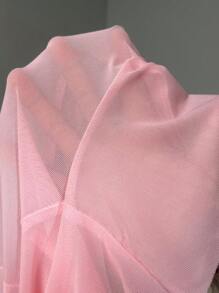 SHEIN ICON Slim Fit See-Through Halter Neck Top With 3d Flower Decor - Pink - View 6