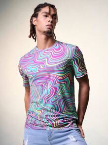 FeverCity 男士休閒大理石印花短袖t恤 - 彩色 - 查看 1