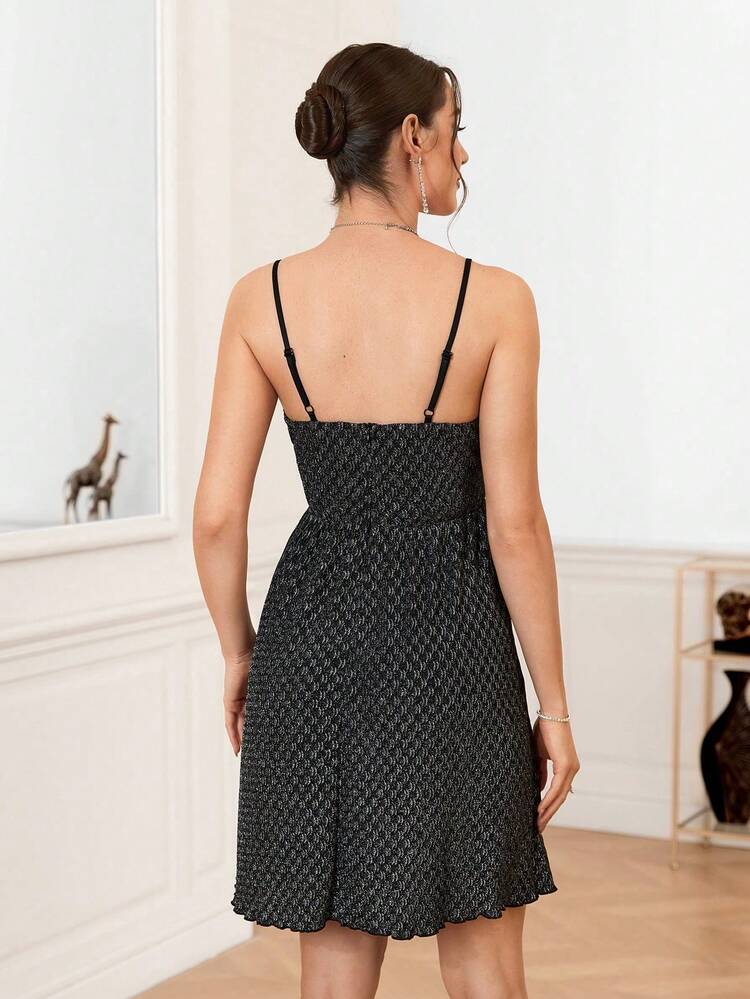 Printed V-Neck Spaghetti Strap Cocktail Dress