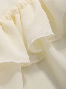 DAZY Solid Ruffle Trim Tie Front Flare Sleeve Jacket - White - View 8