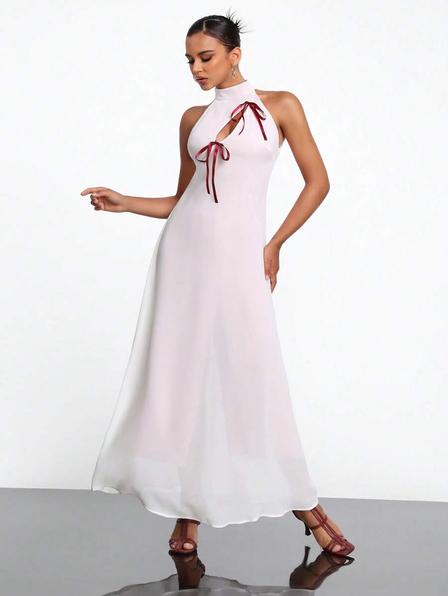 TRANG DUONG Designer Two-Layers Chiffon Summer Elegant Dress, New Year Eve Outfit, For Holiday, Party, Festival - Pink - View 1