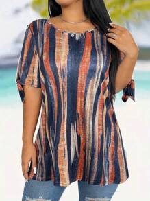 Calvaya 大碼紮染打結袖口T恤 - 彩色 - 查看 1