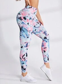 Core Rhythm Women's Geometric Printed Sports Leggings With Side Pockets Yoga Pants