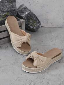 2024年春季新品大尺碼女鞋,歐美風格厚底沙灘涼鞋 - 米色 - 查看 6