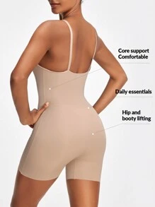 SHEIN Shape Women's Solid Color Slimming Bodycon Cami Bodysuit