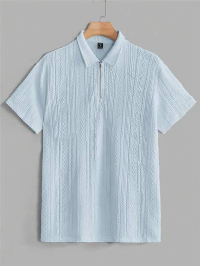 NEON BLANC Men's Solid Color Short Sleeve Knitted Casual Polo Shirt, Streetwear Essentials