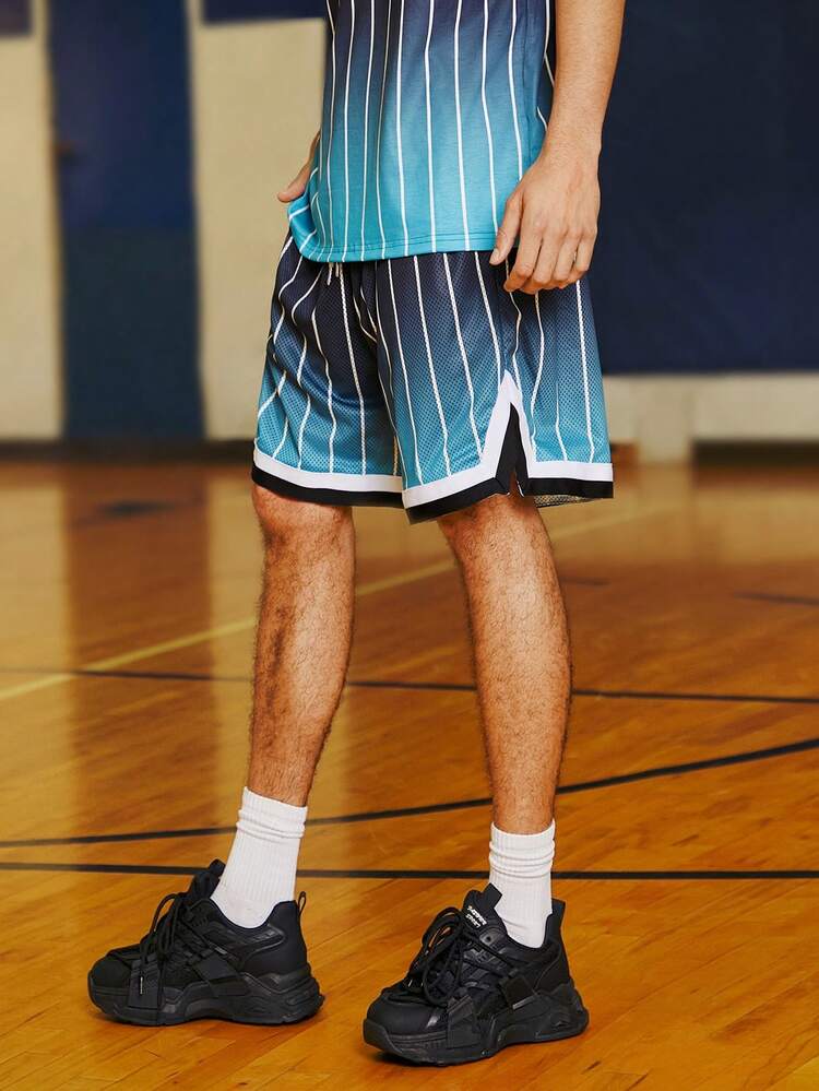 Men's Casual Color Block Striped Mesh Shorts,Back To School