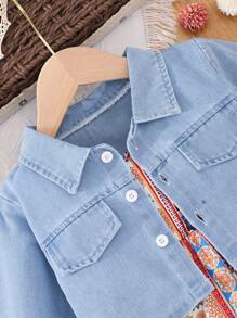 Baby Girl Flap Detail Jacket & Floral Print Slip Dress - Multicolor - View 4