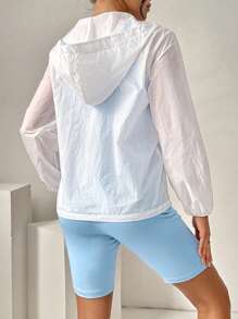 SHEIN Essnce 3入組純色休閒多用途藍色背心、短褲和防曬外套,適用於騎行、防曬 - 藍白色 - 查看 2