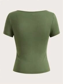 SHEIN EZwear 3 件套方领短袖短款休闲 T 恤，黑色、白色、绿色，女士，夏季 - 彩色 - 查看 10