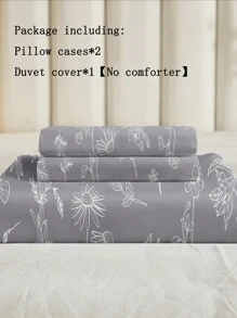 3pcs Hiện đại Kiểu Mỹ Bộ chăn ga gối , Thích hợp Đối với Tất cả các mùa ; Đơn giản , Đúng mốt Và Tươi Thiết kế , Chế tạo Của Polyester A Bên Tính năng Nhiều màu Mô hình hoa , B Bên Là Chất rắn Bao gồm 1 Vỏ chăn Duvet Và 2 Vỏ gối , - Nhiều màu - Xem 4
