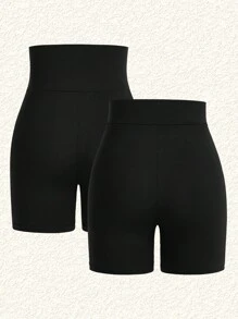 SHEIN EZwear 女士針織日常休閒褲襪 - 黑色 - 查看 2