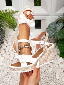 Women's White Wedge Heel Platform Sandals - White - View 1
