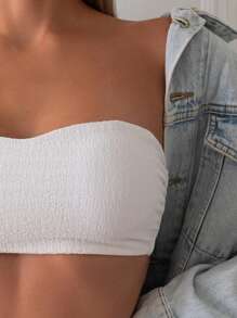 SHEIN Swim Damen ärmellose Bikini-Set mit einfarbigem Trägerteil für Strand und Sommer