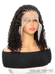 13x6 透明蕾絲前置人髮假髮,女性波波頭,7股蕾絲編織假髮,10-16英寸天然黑色蕾絲假髮帶有嬰兒毛髮自然髮線 - Natural Black - 查看 4