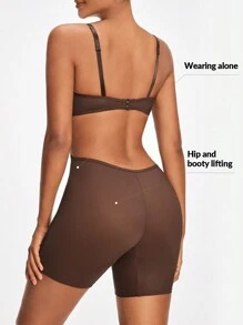 SHAPORA Women's Solid Color Romper Shapewear - Brown - View 3