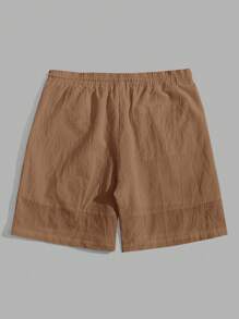 Manfinity VCAY 男士抽繩彈性腰口編織短褲,有口袋 - 棕色 - 查看 3