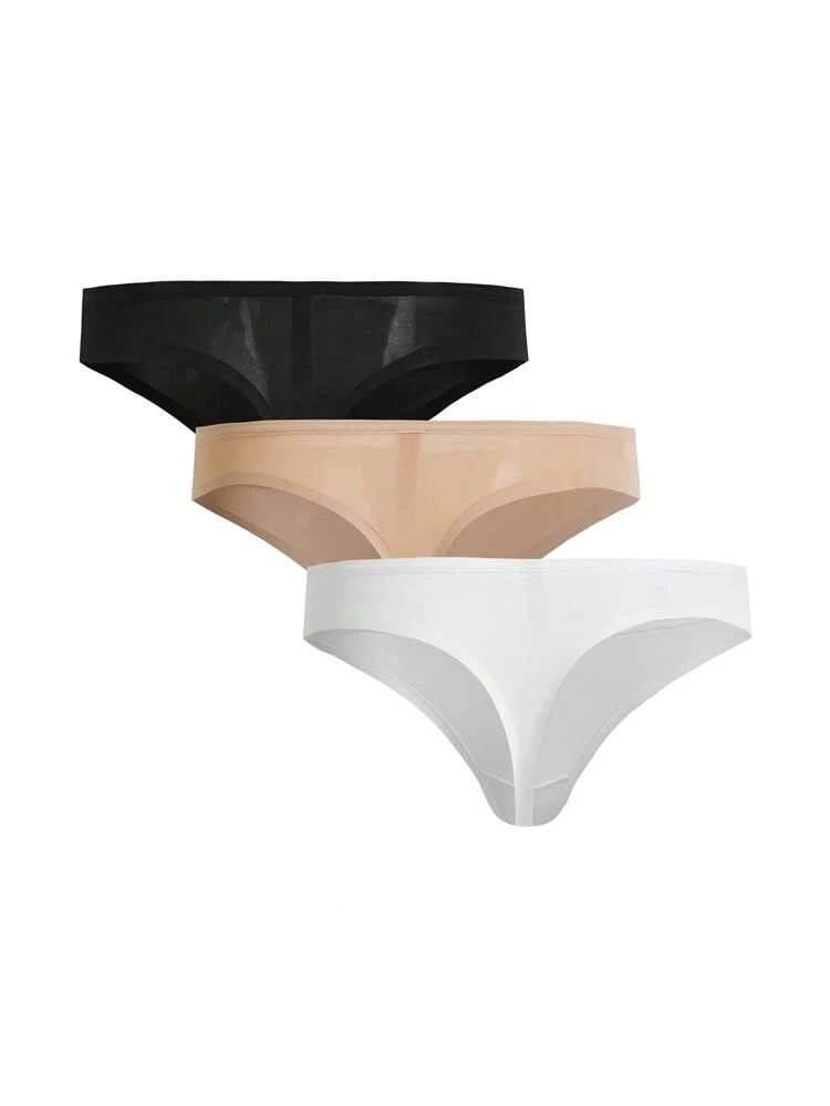 Leisure 3pcs/Pack Solid Color Adhesive Ladies' Thong