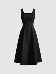 SHEIN MOD Robe Femme Sans Manches À Encolure Carrée Unie