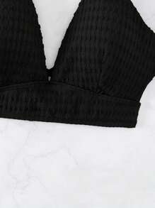 Swim SXY 纯色纹理露背比基尼上衣，适合游泳、度假、夏季海滩