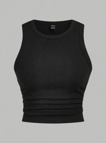 SHEIN EZwear Multicolor Knitted Women's Round Neck Tight-Fitting Tank Top - Multicolor - View 5