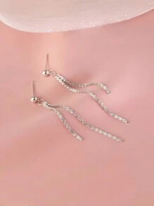 Starry Sky Long Tassel Earrings With Unique & Premium Design For Women's Fashion Elegance - Silver - View 8