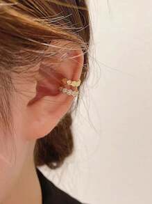 2 件/套非穿孔时尚/独特铜方晶锆石夹式耳环，适合大学、商务、派对、夜总会、度假、日常佩戴（厂家直销） - 金黃色 - 查看 13