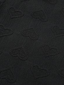 Manfinity Homme Camisa De Manga Corta Con Corazón En Relieve Para Hombres - Blanco y Negro - Ver 5