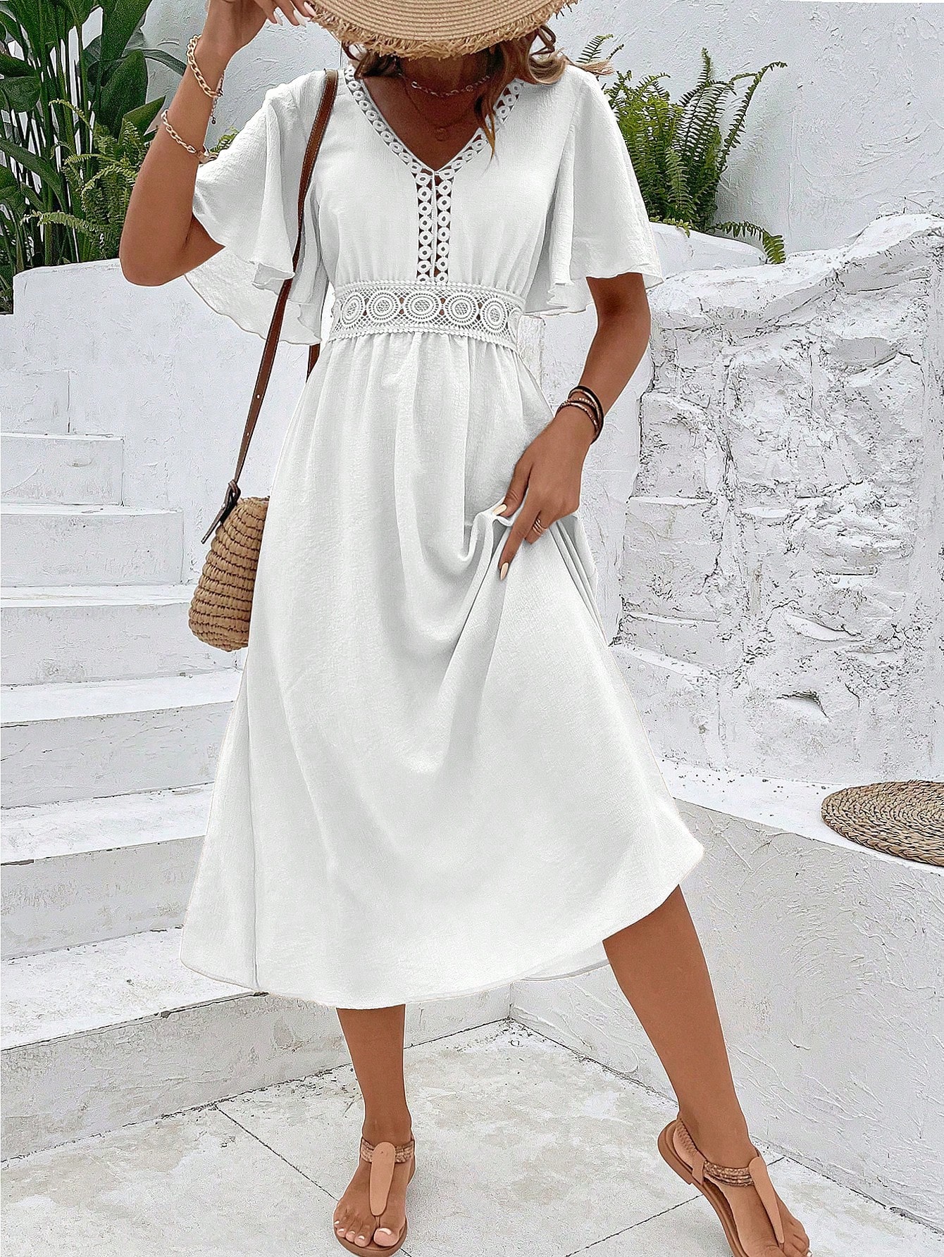 Breezaya ثوب ماكسي للعطلات والشاطئ للنساء، منقوش م...