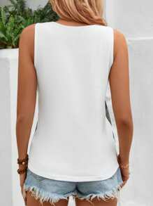 SHEIN LUNE Women's Colorblock Hollow Out Tank Top For Summer