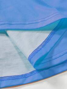 Manfinity Homme 男士漸層字母印花t恤 - 藍色 - 查看 4