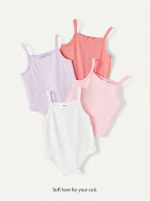 Cozy Pixies Baby Girl Knitted Soft Casual Bow Decor Solid Color Bodysuit Set With 3pcs In A Pack - Multicolor - View 2