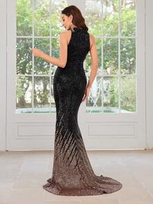 Women's Gradient Sequin Mermaid Evening Party Formal Dress - Black - View 2