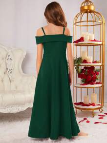 SHEIN Elegantes, schulterfreies Kleid mit Trägern für Tween-Mädchen mit exquisitem Design und einfarbigem Stil für Partys