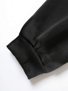 INAWLY Kích thước lớn Của phụ nữ Môi & Lá thư In Vòng cổ Áo nỉ - màu đen - Xem 4