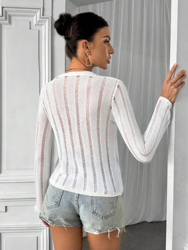 Crossed Strap Long Sleeve Casual Cardigan Fall Cloth For Women
