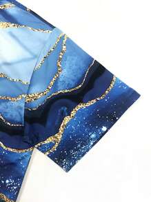 INAWLY Women's Marble Printed Round Neck Short Sleeve T-Shirt Graphic Tees Women Tops