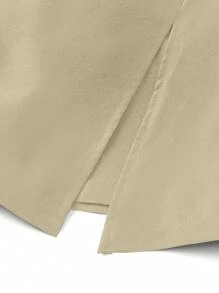 SHEIN Privé Màu trơn xẻ lưng lưng thun Skort thông thường - Màu Khaki - Xem 4