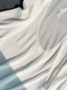 SHEIN Swim 夏季沙灘純色擴口袖綁帶透視泳裝遮罩衣 - 白色 - 查看 5
