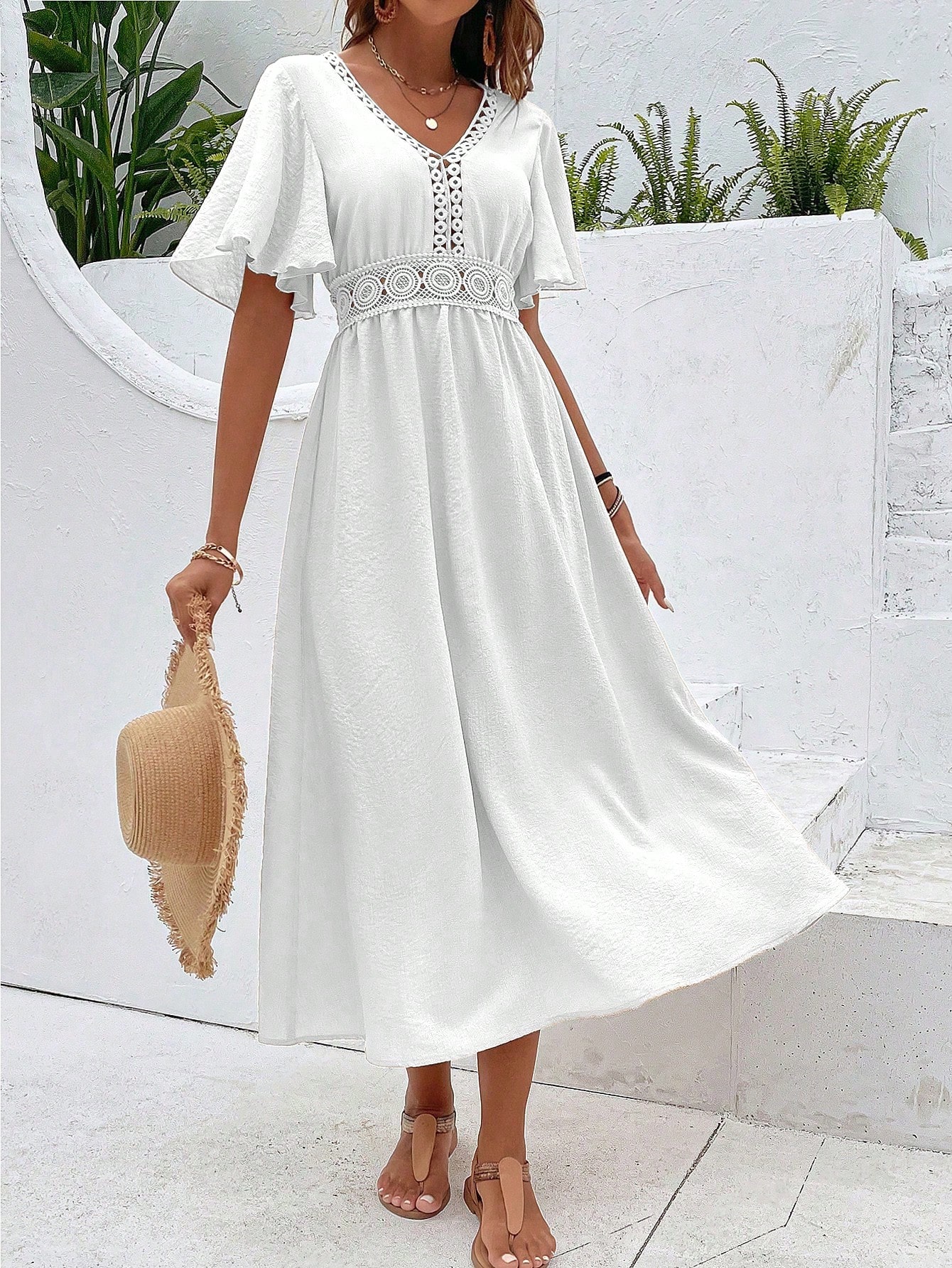 Breezaya ثوب ماكسي للعطلات والشاطئ للنساء، منقوش م...