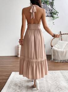 SHEIN Clasi Jednolity kolor Damski Talia Pakowanie Dekolt Halter Wiązanie Sukienka Swing