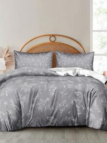 3pcs Hiện đại Kiểu Mỹ Bộ chăn ga gối , Thích hợp Đối với Tất cả các mùa ; Đơn giản , Đúng mốt Và Tươi Thiết kế , Chế tạo Của Polyester A Bên Tính năng Nhiều màu Mô hình hoa , B Bên Là Chất rắn Bao gồm 1 Vỏ chăn Duvet Và 2 Vỏ gối , - Nhiều màu - Xem 6