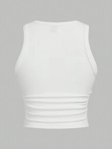 SHEIN EZwear Multicolor Knitted Women's Round Neck Tight-Fitting Tank Top - Multicolor - View 8