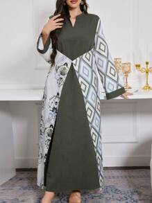 Al Najma 女式拼布缺口领长衬衫 - 綠色 - 查看 5