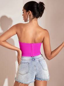 SHEIN BAE Dệt hoa Ren Vá lại Quây Fancy Áo - Màu Hồng Tươi - Xem 3