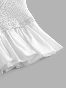 SHEIN Girlism Tween Girl Strap Top With 3d Bow, Ruffle Trim And Pleated Design