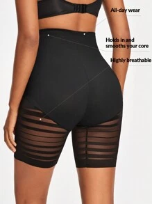 SHAPORA Women's Mesh Panel Body Shaper Shorts - Black - View 2