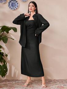 Seusyu Sukienka bez ramiączek w jednolitym kolorze, z wąską talią i koszulą zapinaną na guziki