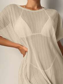 Swim Vcay Summer Beach Ladies' Solid Color Sheer Fashion Cover Up